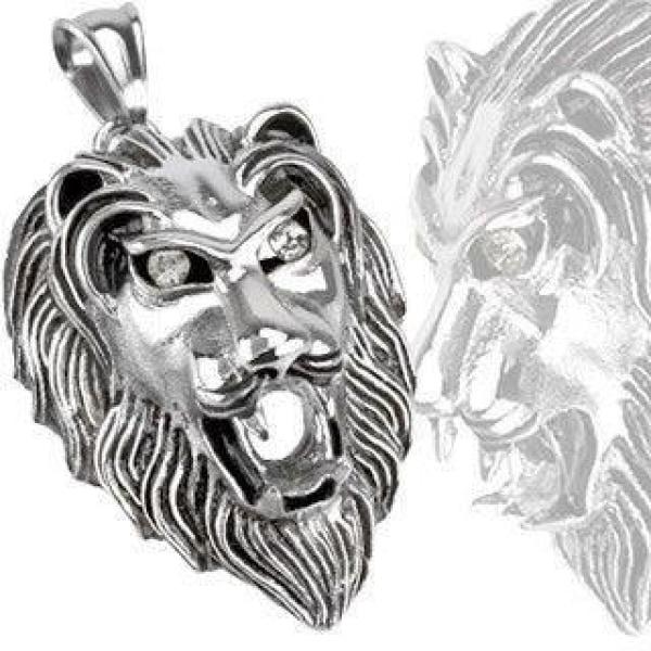 Lion Head Pendant - Stainless Steel - 2305