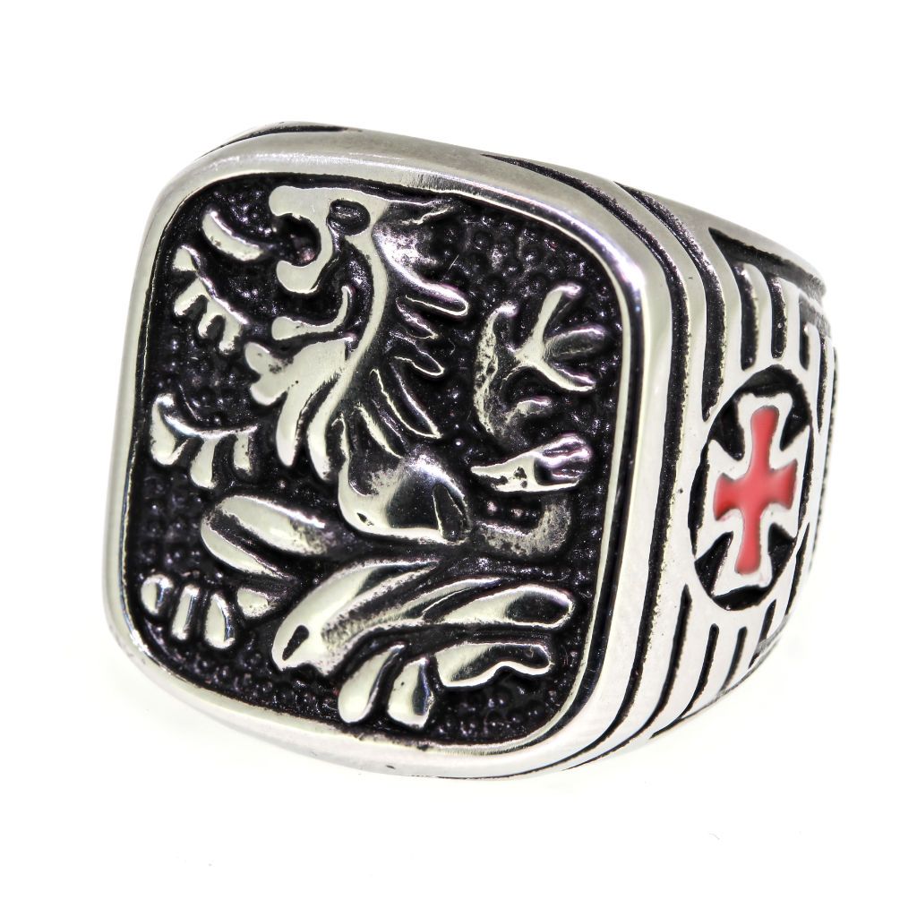 Lion Rampant & Iron Cross Ring - Stainless Steel – Badboy Jewellery