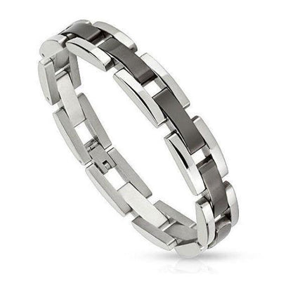 Mens Bracelet Stainless Steel With Black Ion Plating - 0181