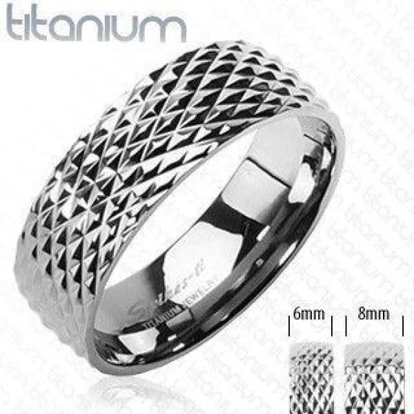 Mens Titanium Ring With Snake Skin Pattern - HR-TI-3500M