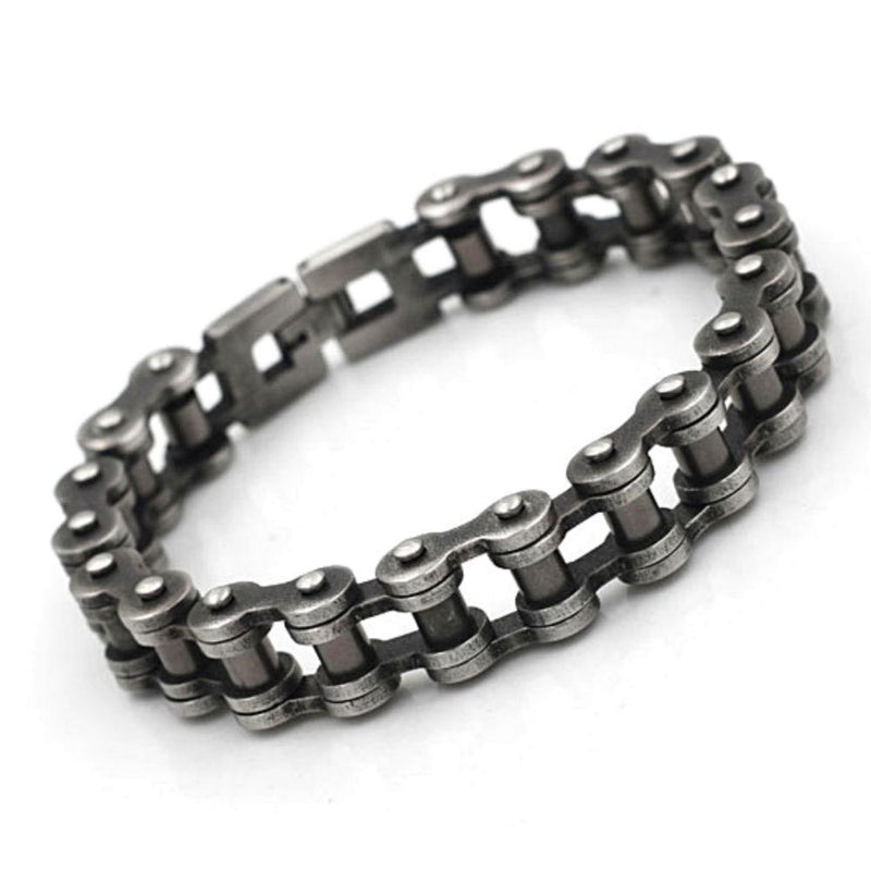 Motorcycle Chain Bracelet - 12 mm - Oxidised Stainless Steel