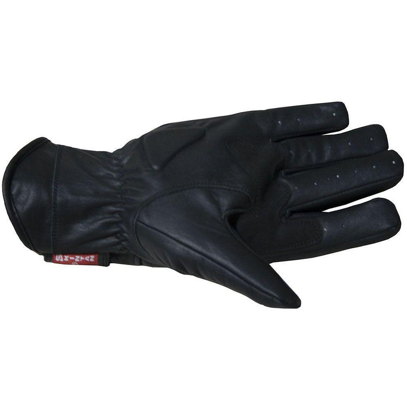 Racer Black Leather Motorcycle Gloves