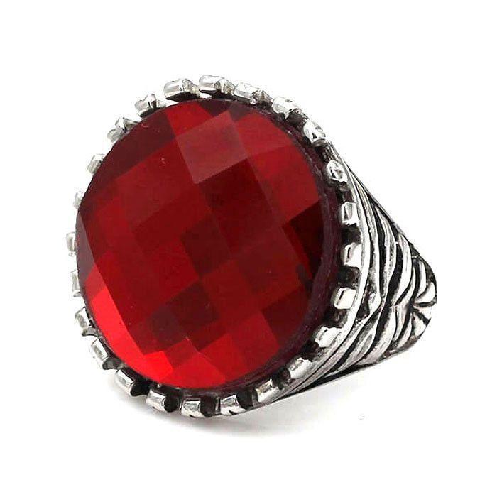Red Gemstone Ring - Stainless Steel - 200019