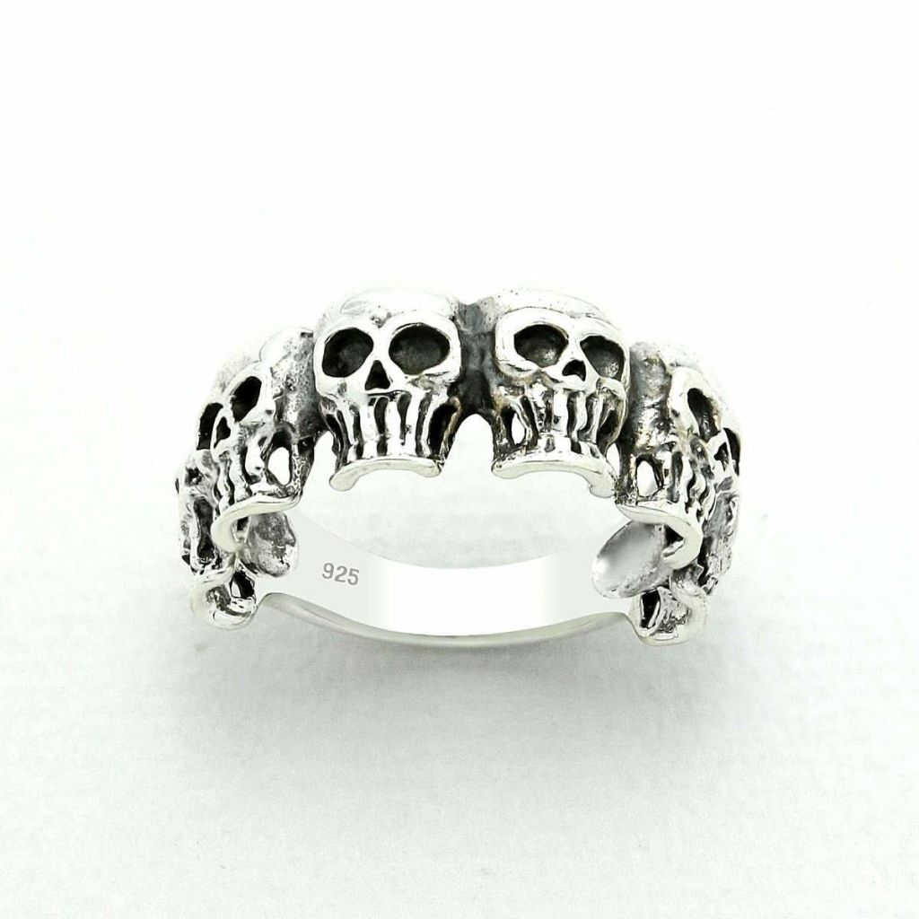 Silver Multi Skulls Ring - 357