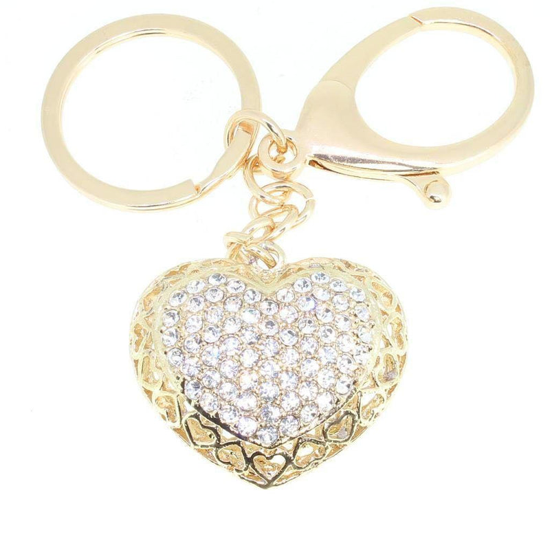 Silver or Gold Colour Heart Keyring / Bag / Purse Charm