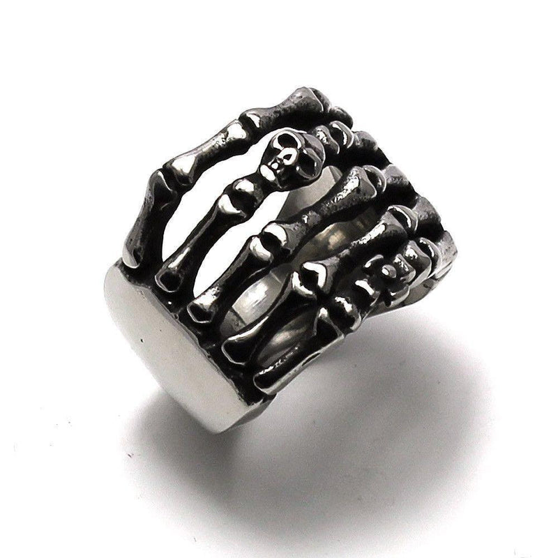 Gothic Skull Skeleton Hand Bone Bracelet Adjustable Finger Ring Unisex  Vintage Punk Wristband Bangles Halloween Party