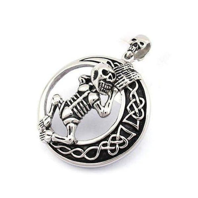 Skeleton With Celtic Knot Moon Pendant