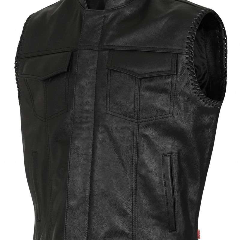 Skyler Leather Perforated Panels Biker Vest by Skintan Leather