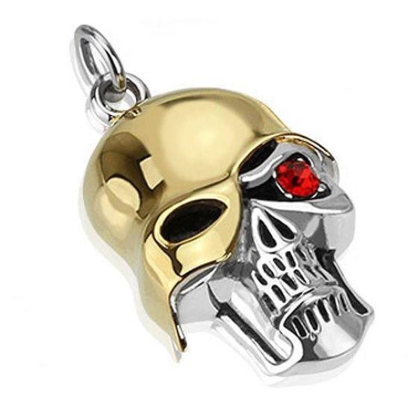 Soldier of Death Pendant With Red Cz Eye & Gold Plating