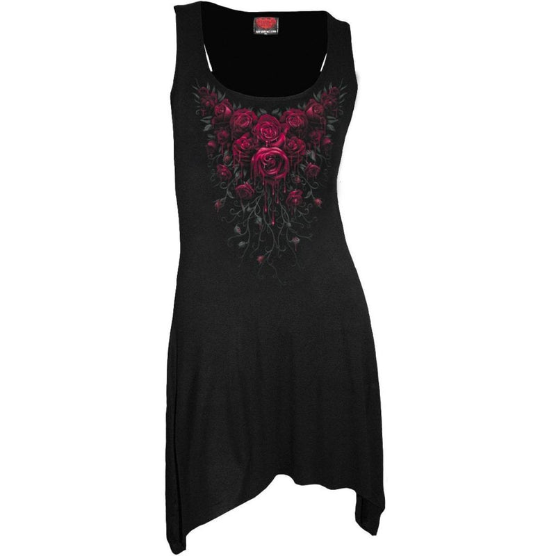Spiral Blood Rose - Goth Bottom Camisole Dress Black