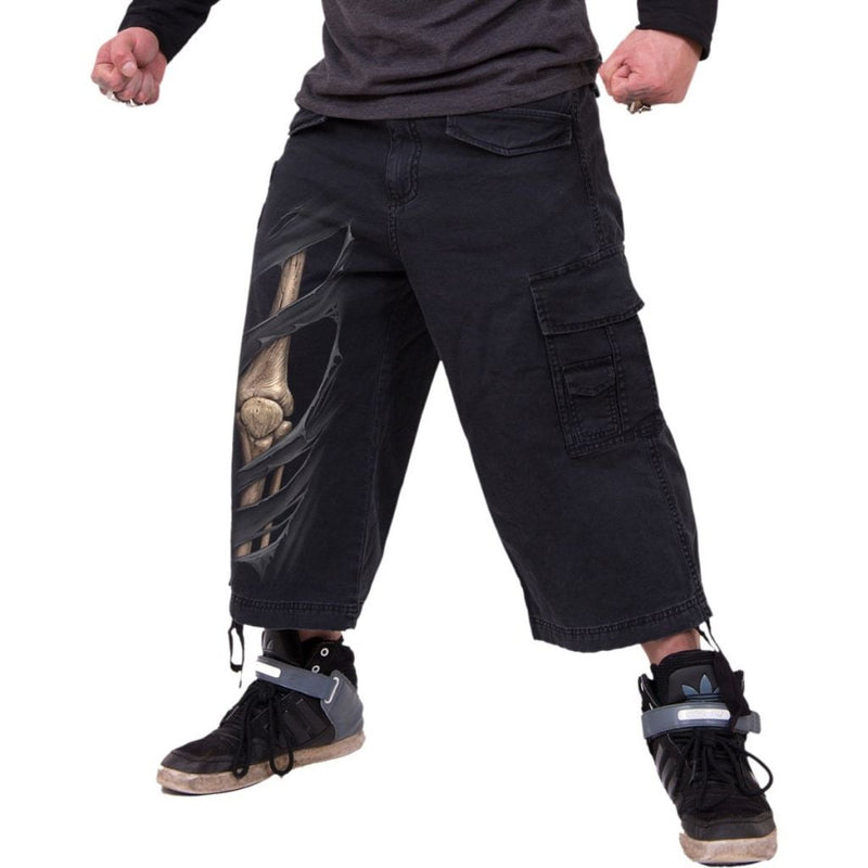 Spiral Bone Rips - Vintage Cargo Shorts 3/4 Long Black