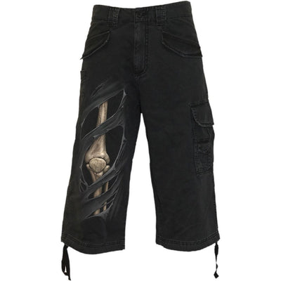 Spiral Bone Rips - Vintage Cargo Shorts 3/4 Long Black