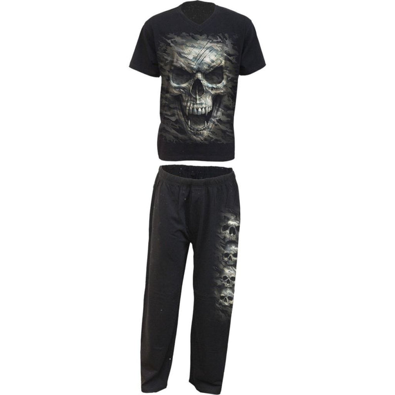 Spiral Camo-Skull - 4Pc Mens Gothic Pyjama Set