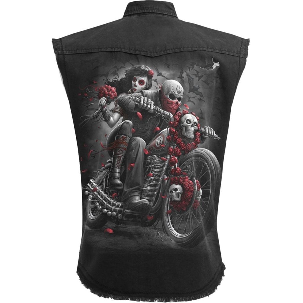 Spiral Dotd Bikers - Sleeveless Stone Washed Worker Black