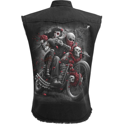 Spiral Dotd Bikers - Sleeveless Stone Washed Worker Black