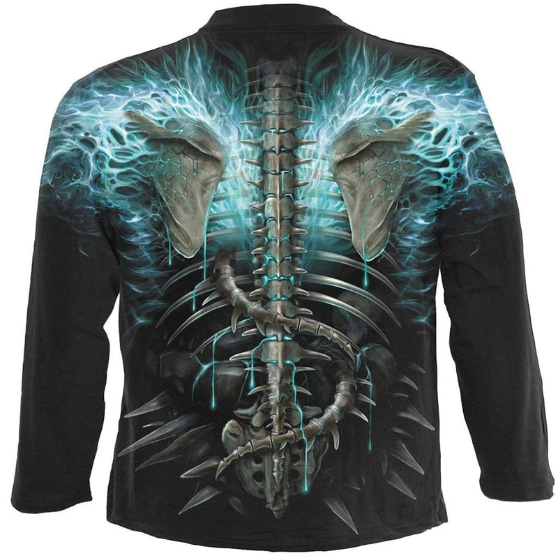 Spiral Flaming Spine - Allover Longsleeve T-Shirt Black