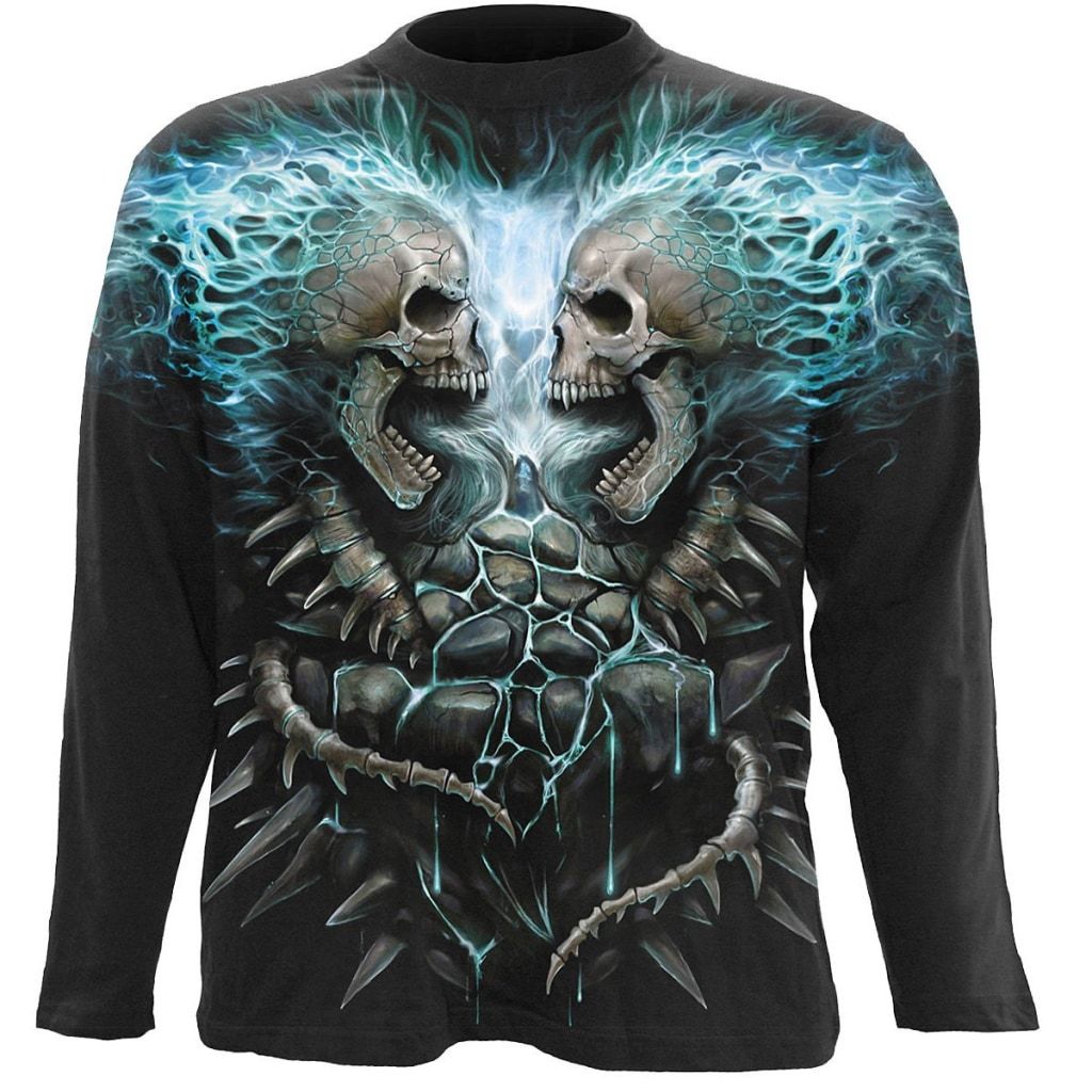 Spiral Flaming Spine - Allover Longsleeve T-Shirt Black