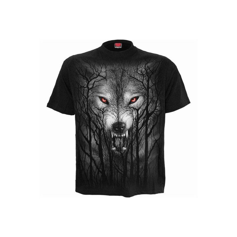 Spiral Forest Wolf - T-Shirt Black