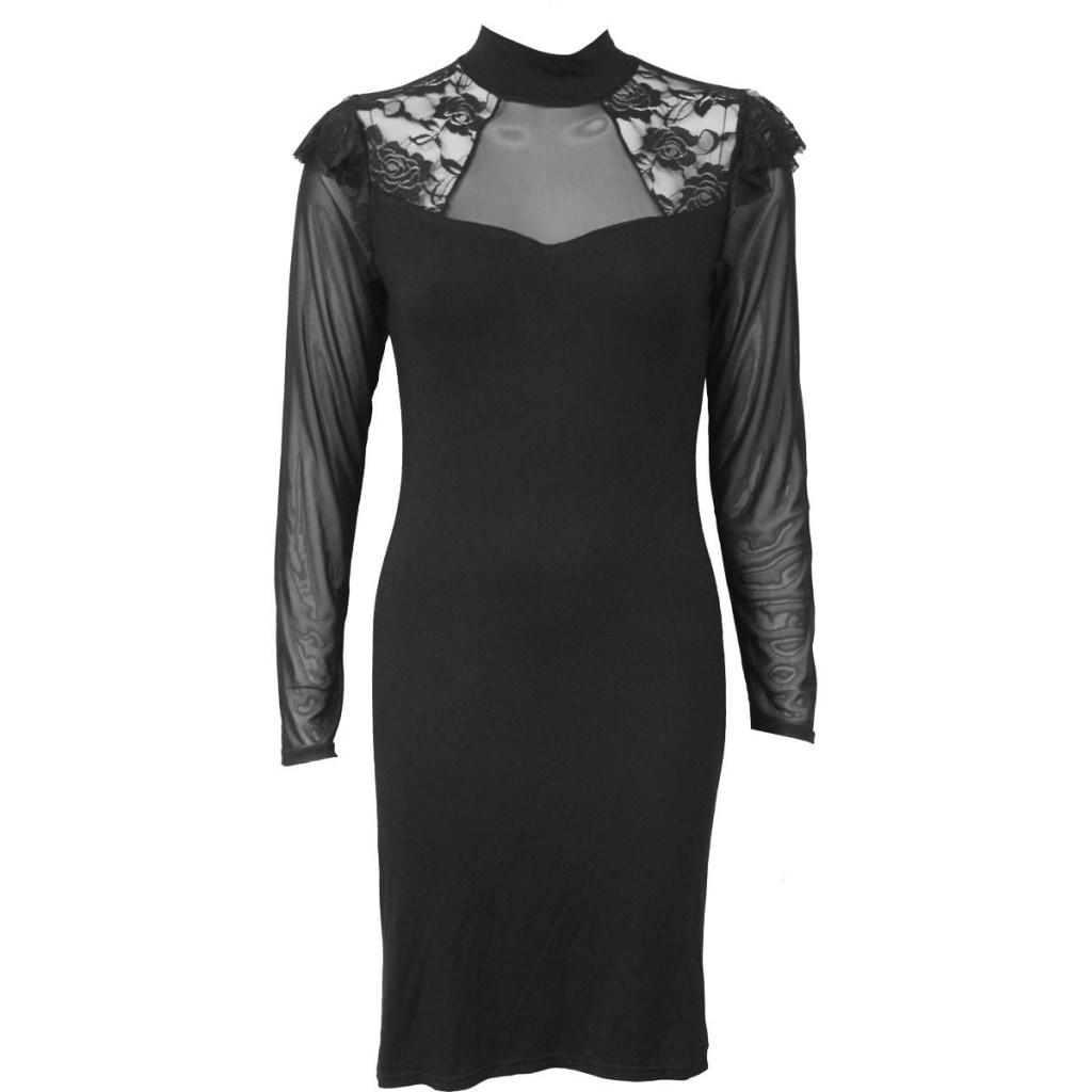 Spiral Gothic Elegance - Lace Shoulder Corset Dress