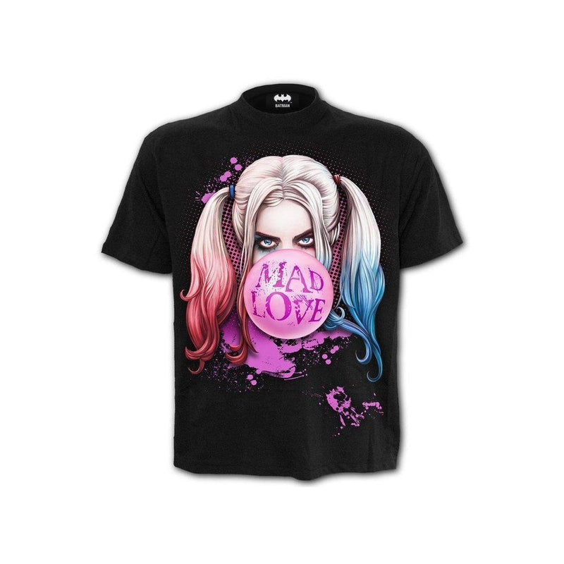 Spiral Harley Quinn - Mad Love - Front Print T-Shirt Black