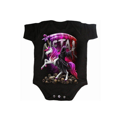 Spiral Metallicorn - Baby Sleepsuit Black