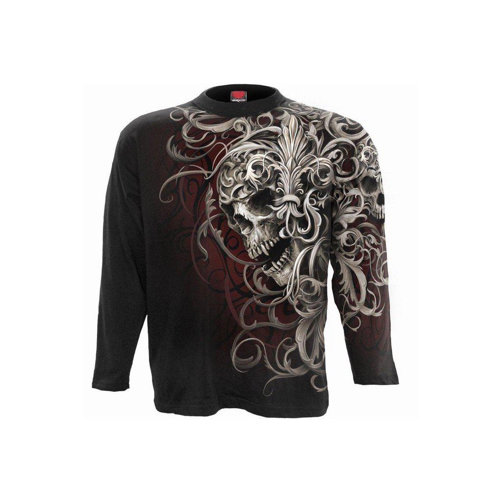 Spiral Skull Shoulder Wrap - Allover Longsleeve T-Shirt Black