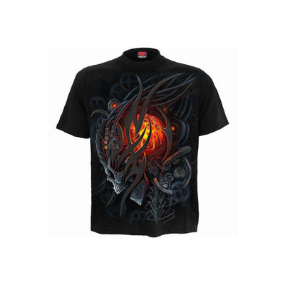 Spiral Steampunk Skull - T-Shirt Black