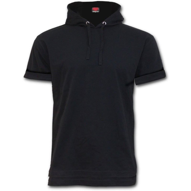 Spiral Urban Fashion - Fine Cotton T-Shirt Hoody Black