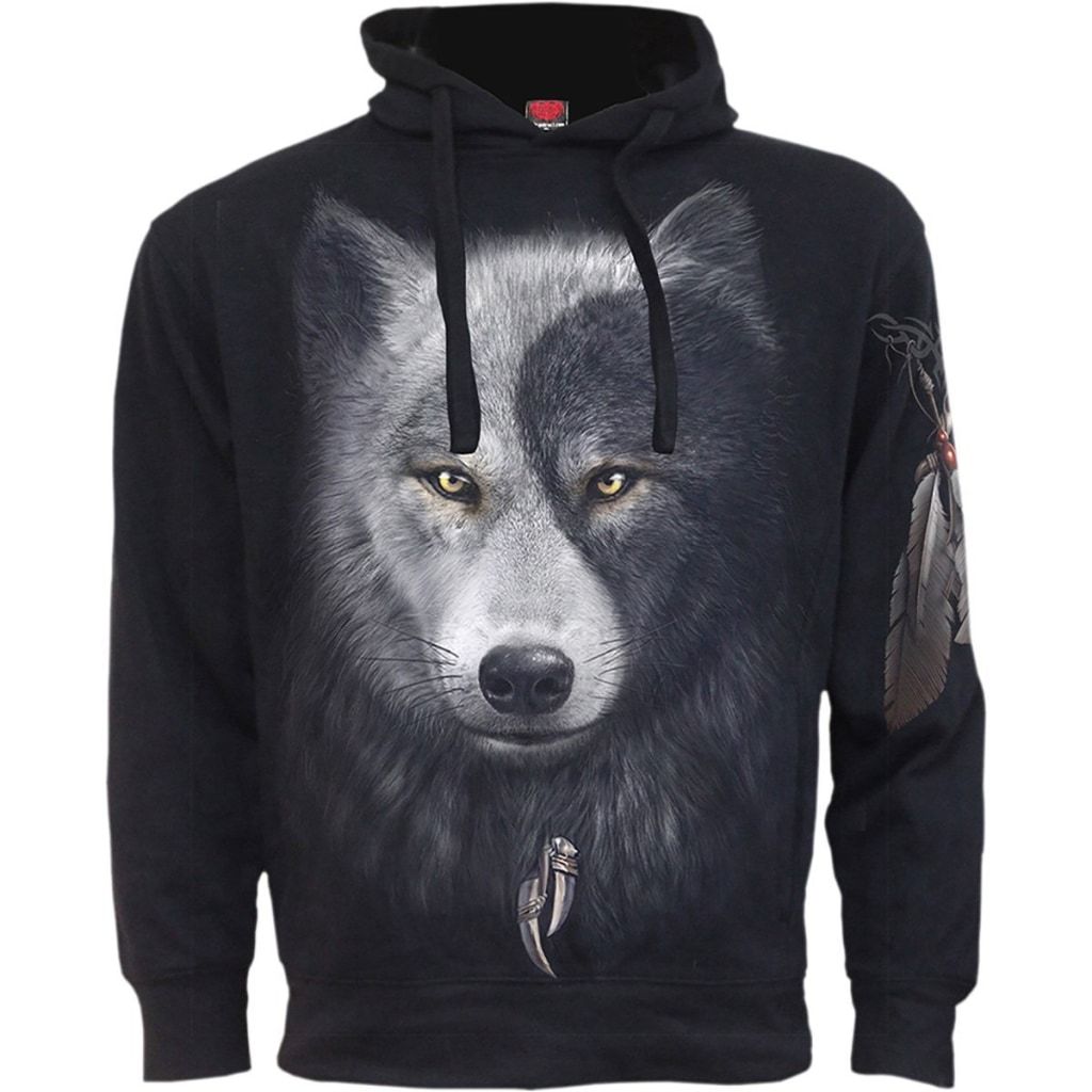 Spiral Wolf Chi - Side Pocket Hoody Black