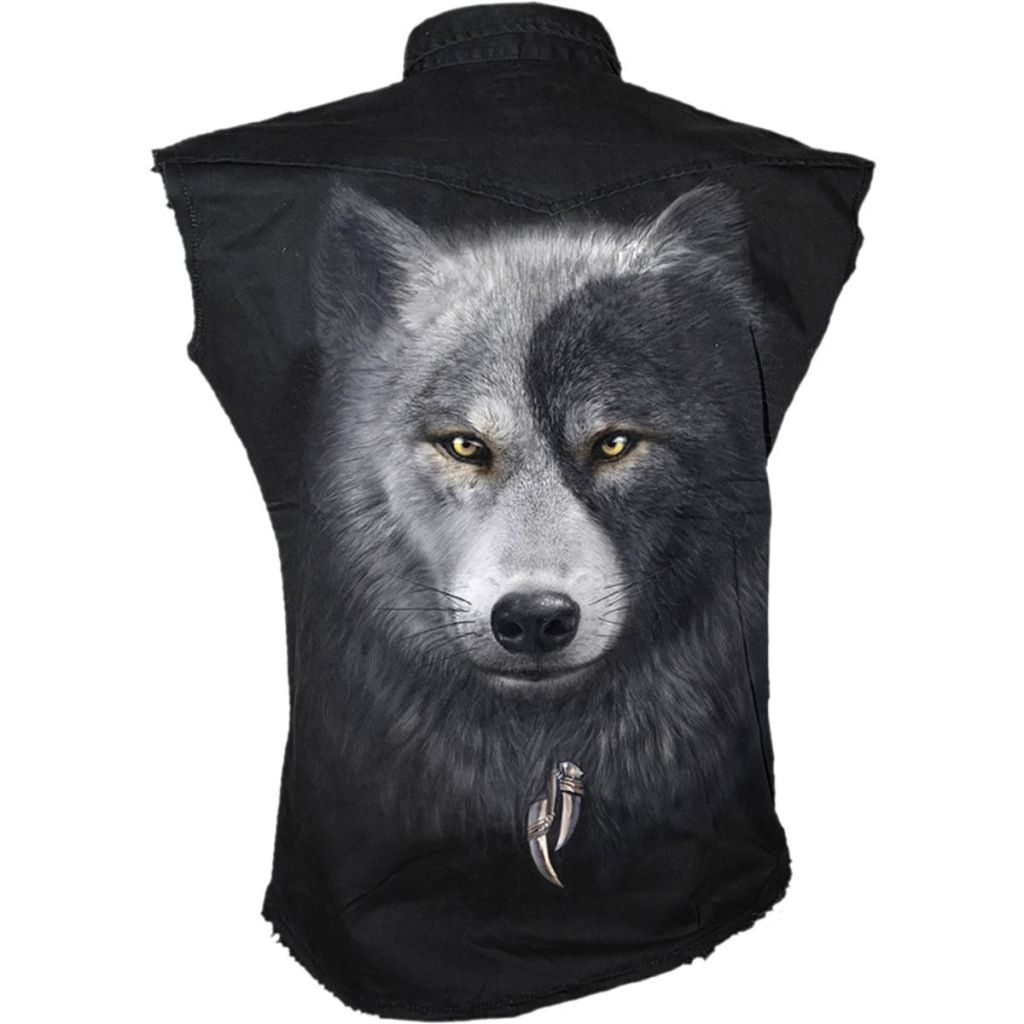 Spiral Wolf Chi - Sleeveless Stone Washed Worker Black