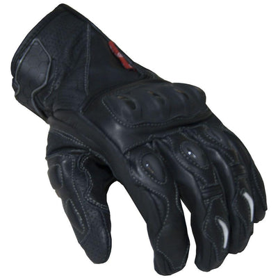 Sports Black Leather Motorcycle Gloves