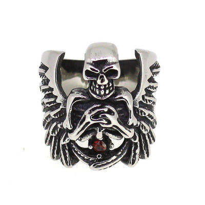Stainless Steel Angel of Death Ring - 350353