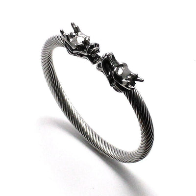 Stainless Steel Bangle With Dragon Head Terminals - 170086
