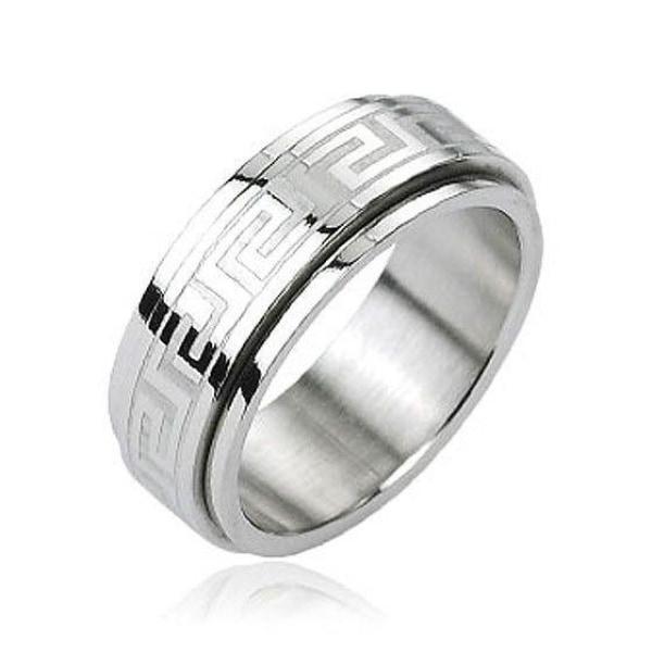 INOX Jewelry Stainless Steel Matte & Black IP Polished Spinner Ring FR1410  - RingMaster Jewelers