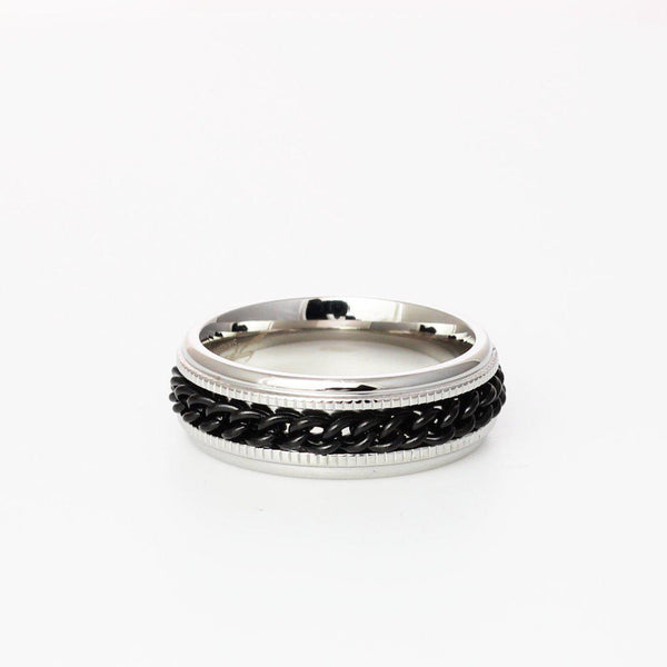 Stainless Steel Ring With Black Centre Knotwork Spinner