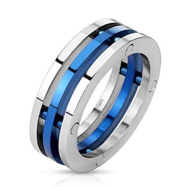 Stainless Steel Ring With Blue Ion Plating - HR-H0913