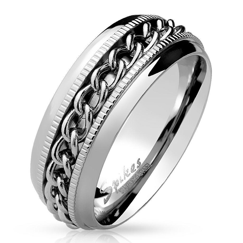 Stainless Steel Ring With Chain Knot Spinner