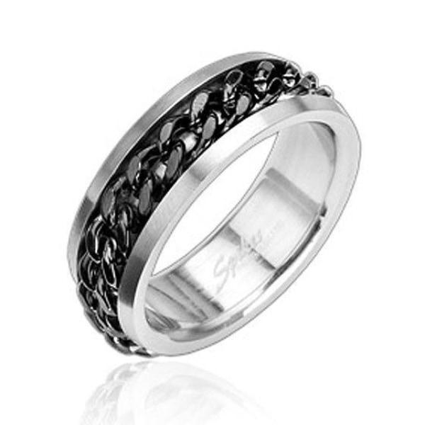 Stainless Steel Spinning Ring With Black Ion Plated Knotwork - HR8011