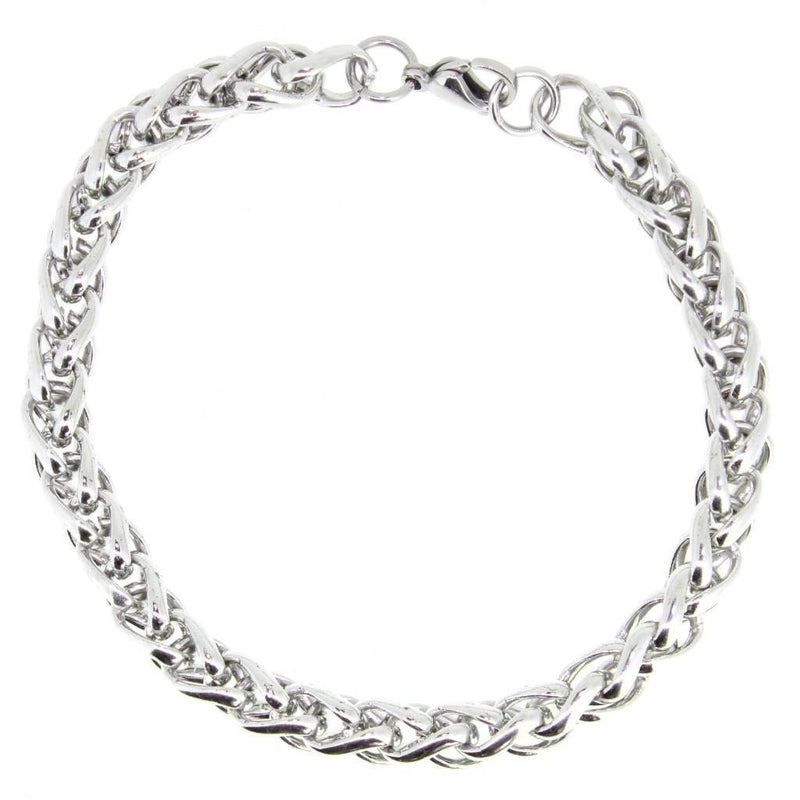 Stainless Steel Wheat Chain Bracelet - 8 mm, 9 inch