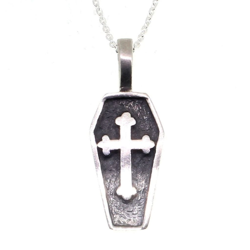 Sterling Silver Coffin Pendant With Cross