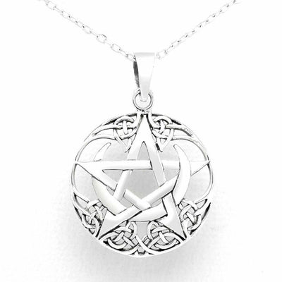 Sterling Silver Pentagram Pendant With Celtic Knotwork