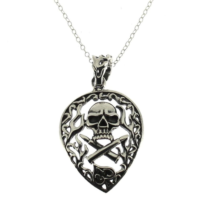 Sterling Silver Skull and Crossed Bullets Pendant