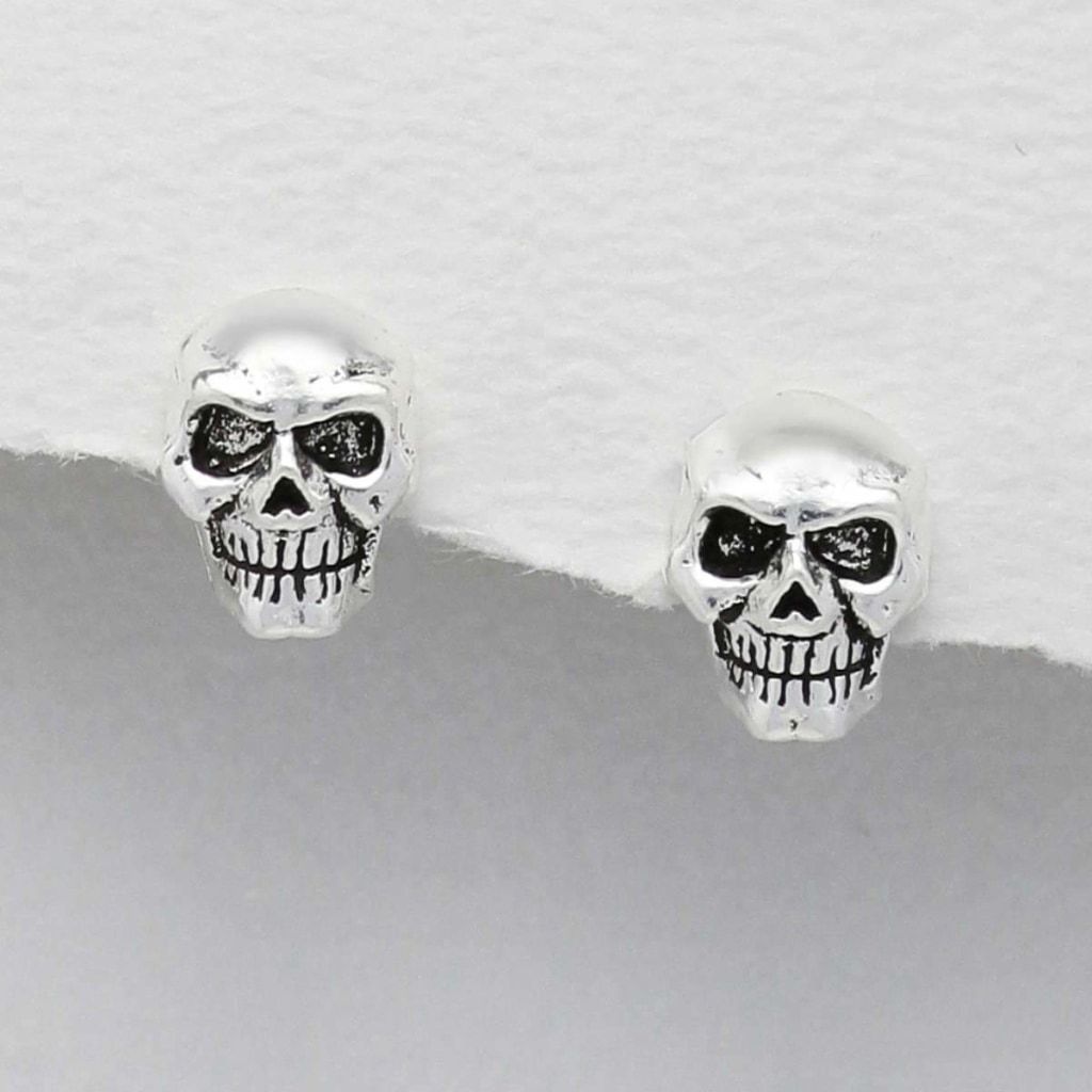 Sterling Silver Small Skull Earrings