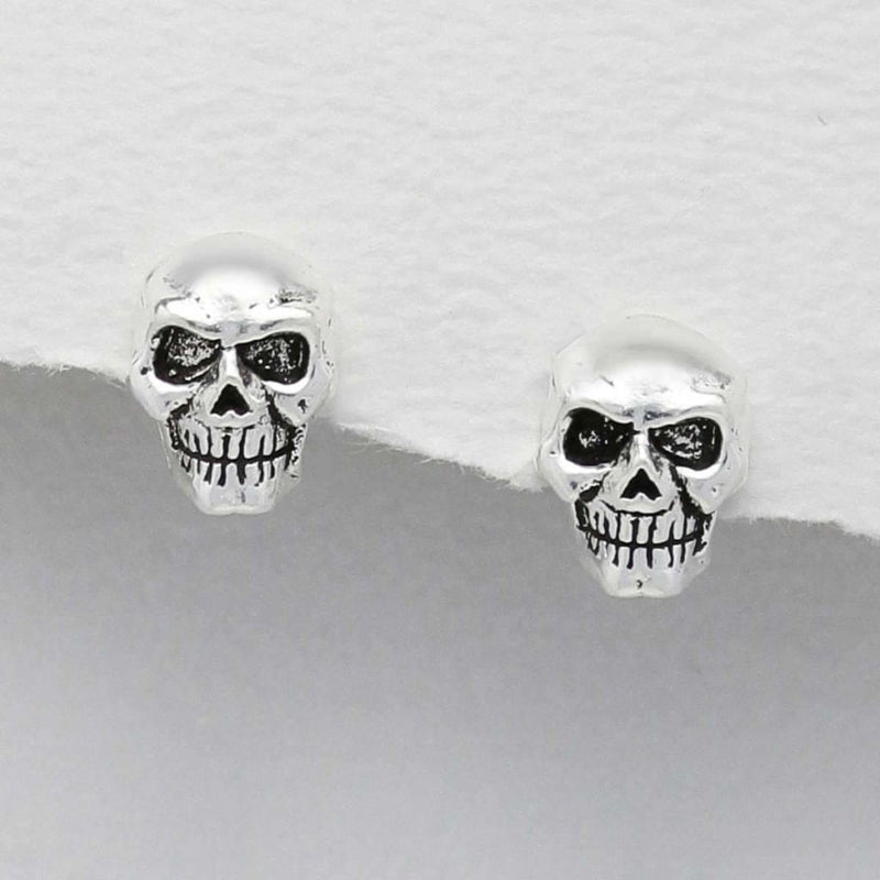 Sterling Silver Small Skull Earrings