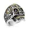 Sugar Skull Ring with Gold Ion Plated Details