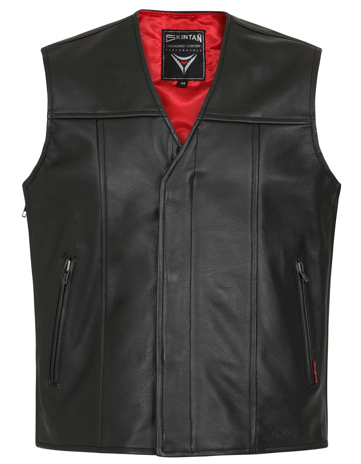 Telford Leather Perforated Panels Biker Vest by Skintan Leather