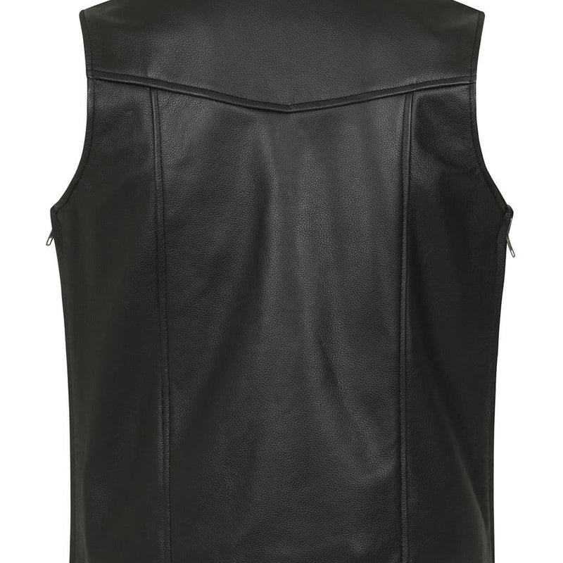 Telford Leather Perforated Panels Biker Vest by Skintan Leather