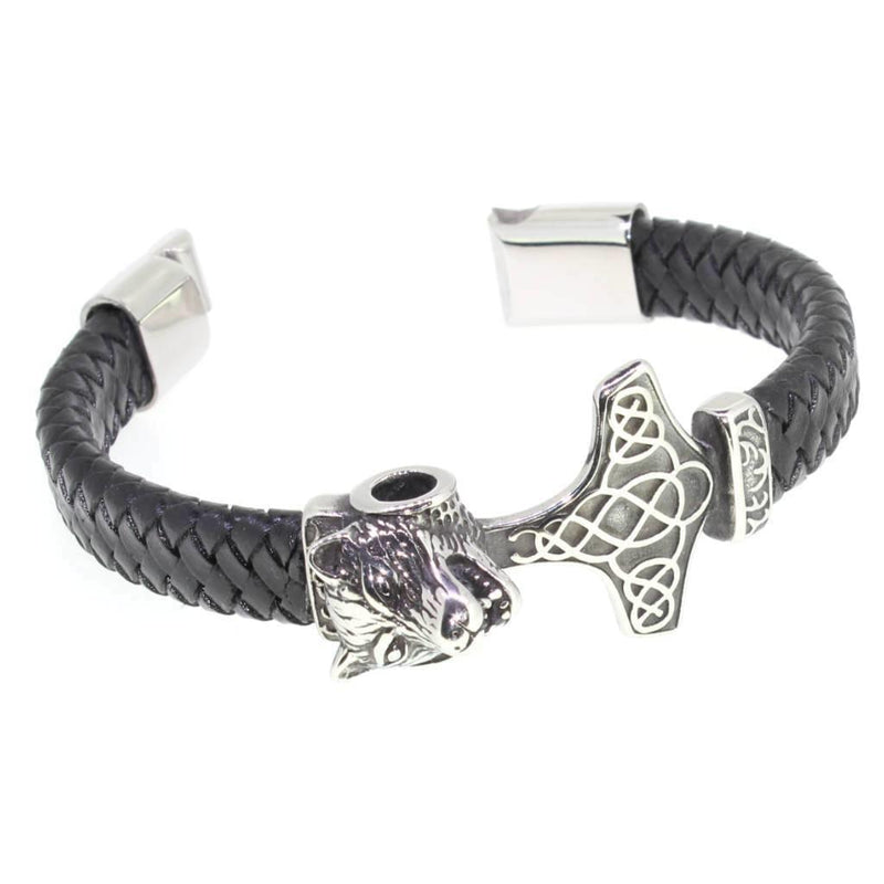 Thor's Hammer Bracelet - PU Leather & Stainless Steel