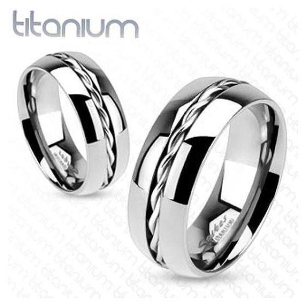 Titanium Ring With Inlaid Twisted Rope - 3656