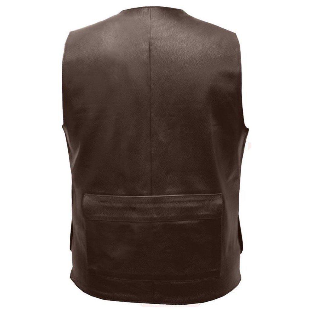 Produktbild von Herren Motorrad Lederweste Bikerweste Klassisches Leder Cut-Off Weste